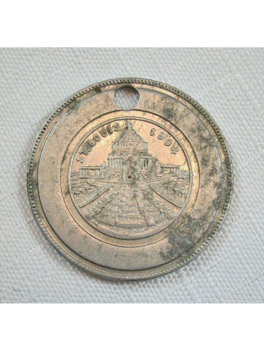 Antique 1904 St. Louis World's Fair Coin Token Festival Hall & Cascade Gardens
